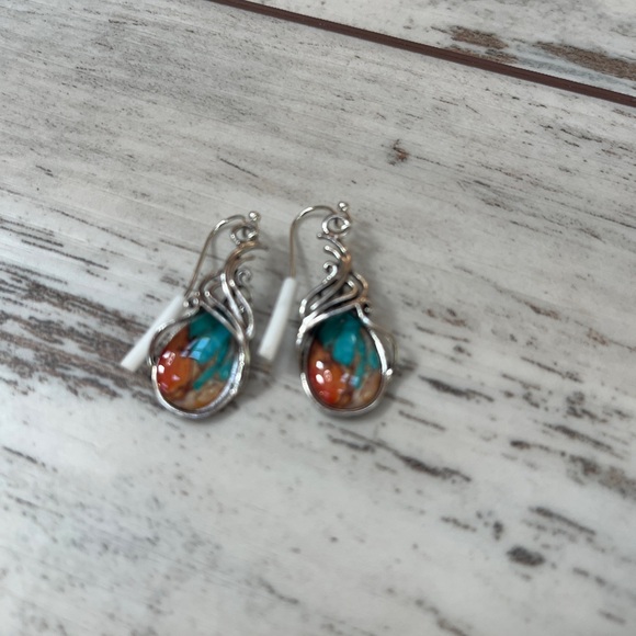 Bohemian Retro Turquoise Dangle Earrings - Picture 3 of 8